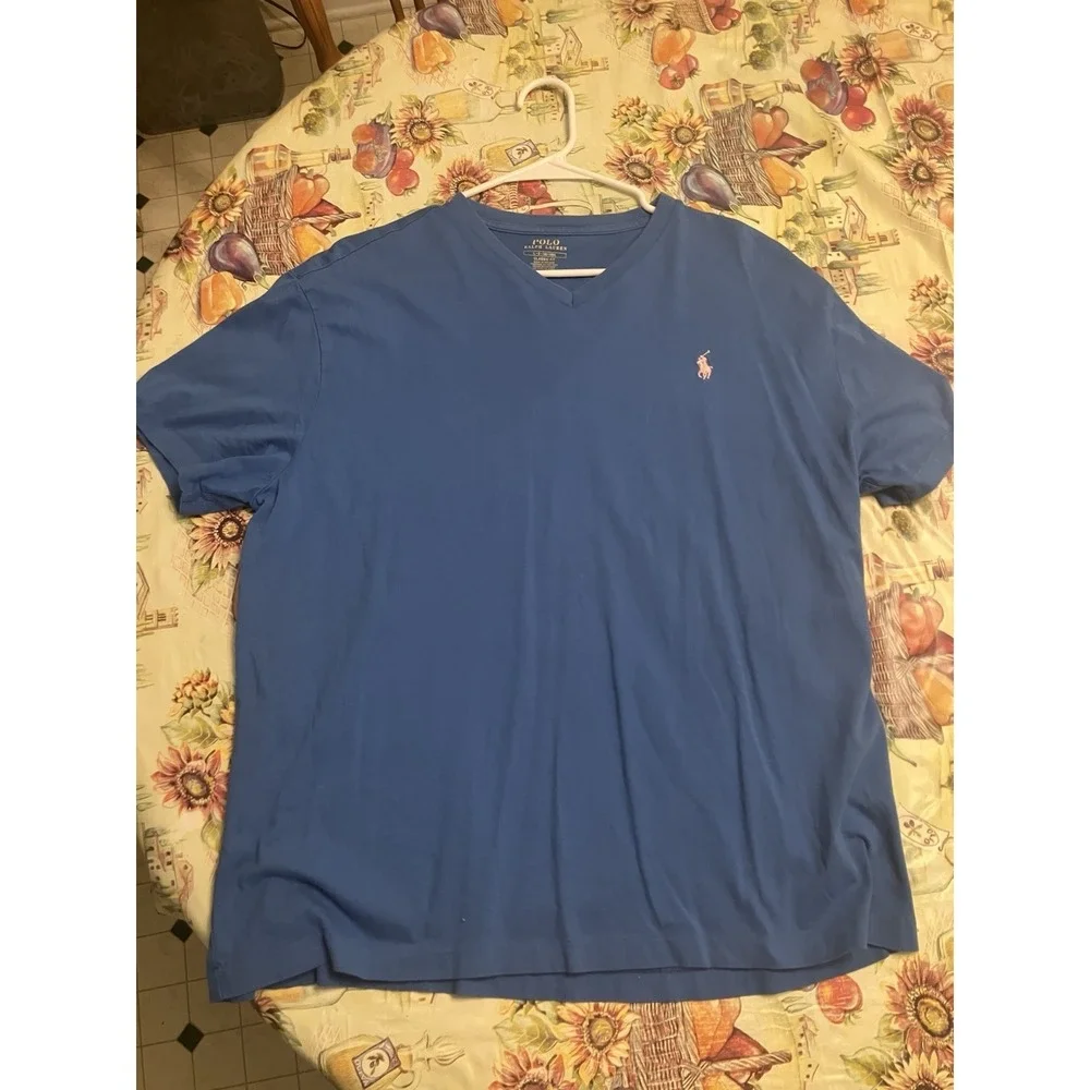 Polo Ralph Lauren Men's Blue Crew Neck Short Sleeve Logo Cotton Knit T-Shirt L